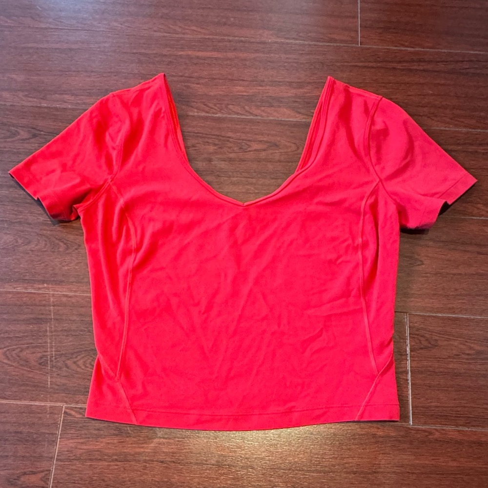 Lululemon Women's Red V-Neck Top